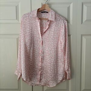 Zara Pink Cheetah Button Up Size Small